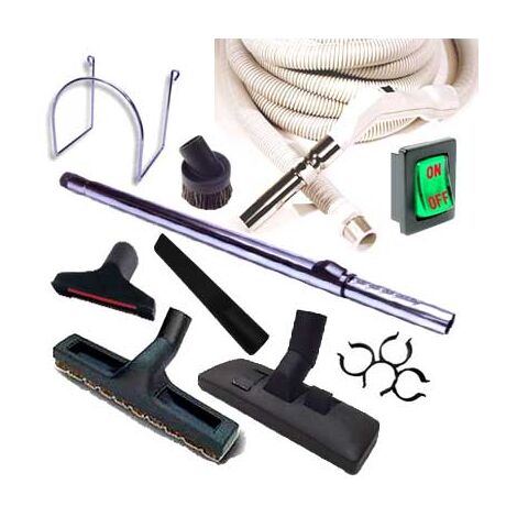Trousse 8 accessoires + 1 flexible on/off gris - longueur au choix (de 7,60 à 15,25m) - 10,60m
