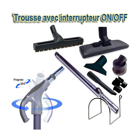 Trousse 8 accessoires + 1 flexible Universel avec bouton marche/arrêt - longueur au choix (de 8 à 15m) - 9m