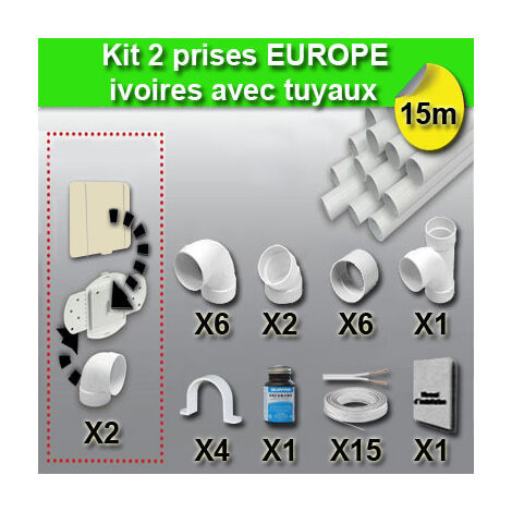Kit 2 prises europe avec tuyaux - couleur au choix - beige