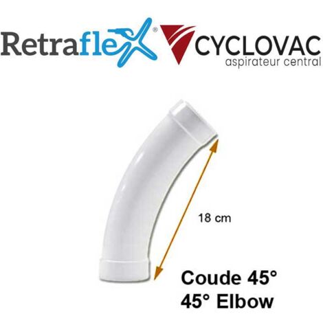Coude grand rayon FF, obligatoire pour tous les systèmes de flexible rétractable - angle au choix - 45°