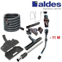 Set ALDES 8 accessoires + 1 flexible avec poignée standard chromée remplace la poignée de commande pneumatique ALDES 11070062 avec douille de démarrage et vanne d’arrêt - longueur au choix - 11m