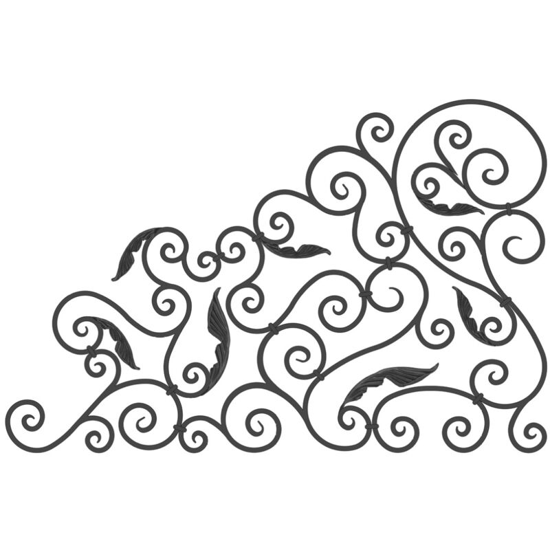 Panneau décoratif lisse avec détails feuilles - H1230mm L1890mm Section en carré de 16x16mm - Modèle GAUCHE - Fer forgé à souder - DECO FER FORGE