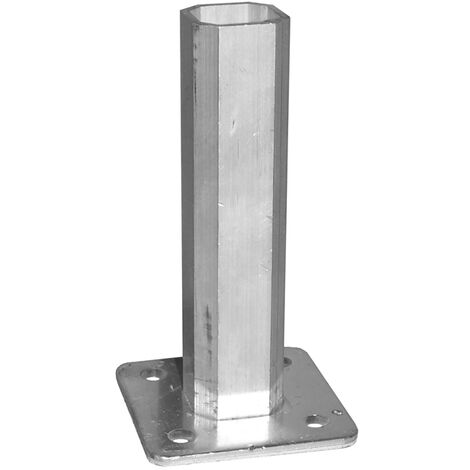Deco Fer Forge – Pied-platine carré 100x100mm en acier Sendzimir – Tube 35x35mm – 4 trous de 8mm pour fixation durable