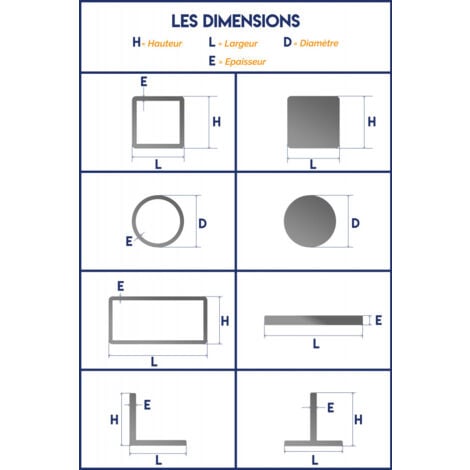 U en acier plié à froid - 20x20x20mm et 2mm d'épaisseur - Longueur de 1M (100cm).