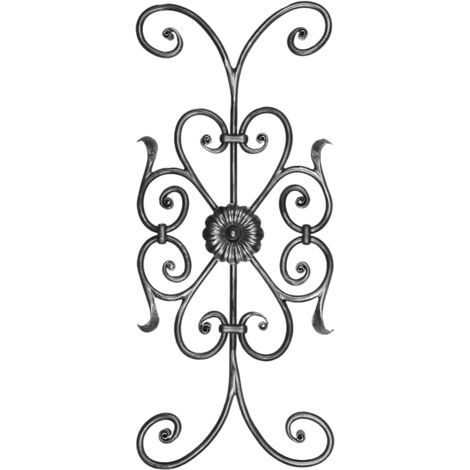 Panneau volutes et rosace - Hauteur 700mm Largeur 300mm fer rond Ø12mm - Fer forgé grenaillé - À souder - DECO FER FORGE