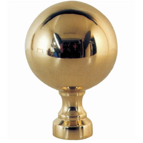 Deco Fer Forge – Boule de finition en laiton poli vernis – Hauteur 88mm, largeur 60mm, base diamètre 35mm – À visser pour installation sécurisée