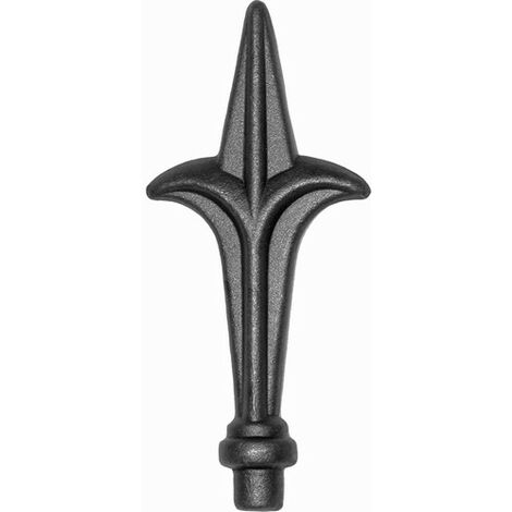 Deco Fer Forge – Pointe de lance fer forgé H125xL57mm Ø12mm – Tige pour mânchonner tube – Élément décoratif à souder pour portail ou clôture