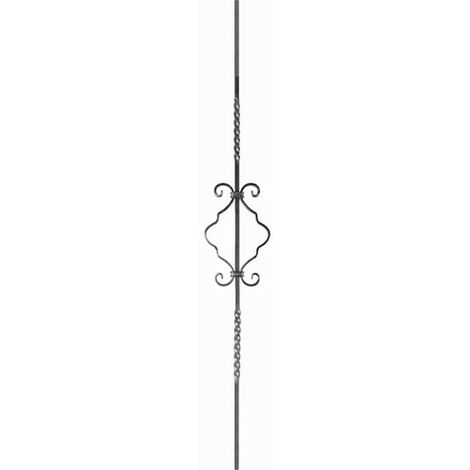 Barreau semi torsadé avec motif volutes - Hauteur 900mm Largeur 165mm carré de 12mm - Fer forgé - À souder - DECO FER FORGE (1/2)