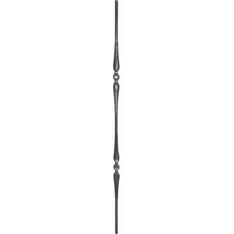 Deco Fer Forge – Barreau rond double motif aplati 1000mm Ø14mm – Fer forgé brut à souder – Pour grilles, rampes et objets décoratifs