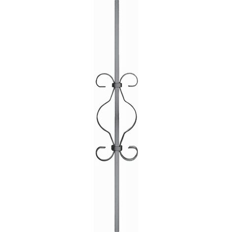 Barreau avec motif en volutes central - Hauteur 900mm Largeur 122mm carré de 12mm - Fer forgé - À souder - DECO FER FORGE