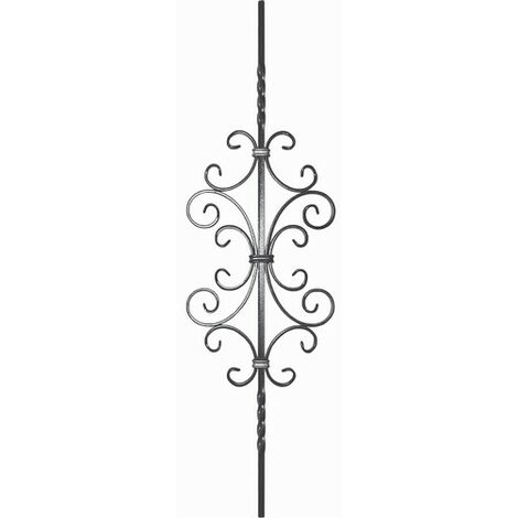 Deco Fer Forge – Barreau semi torsadé fer forgé 900mm – Largeur 265mm – Carré 12mm – Motif volutes décoratif à souder