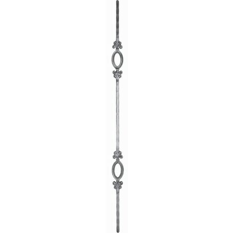 Barreau martelé avec 2 ovales - Hauteur 950mm carré de 14mm - Fer forgé - À souder - DECO FER FORGE