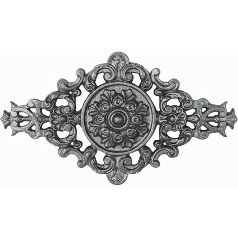 Deco Fer Forge – Palmette en fonte avec détail floral – Longueur 400mm – Hauteur 200mm – À visser M6 – Fournie brute à peindre ou vernir