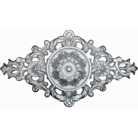 Deco Fer Forge – Palmette en fonte zinguée avec détail floral – Hauteur 200mm – Longueur 400mm – Fixation taraudage M6 pour portail