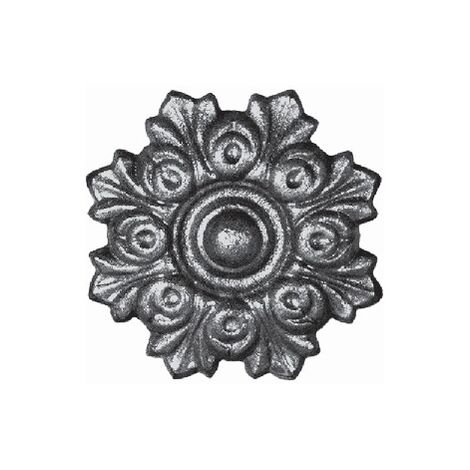 Deco Fer Forge – Rosace en fonte décorative 75mm – Détails floraux – Vissage M5 pour fixation – À peindre ou vernir pour protection
