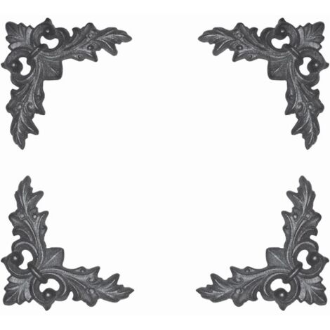 Décor d'angle par jeu de 4 avec motif feuille - Hauteur 130x130mm - Fonte à visser - DECO FER FORGE