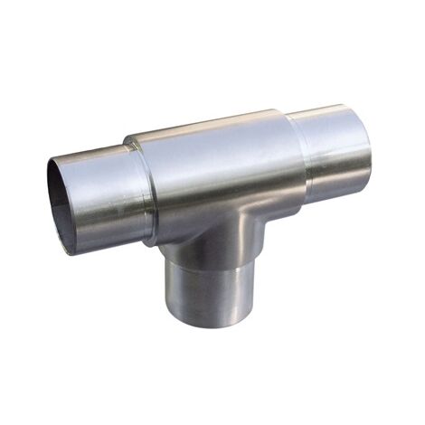 [QUALITE FRANCAISE] - Connecteur droit en T pour 3 tubes Ø48,3mm - Longueur totale 120mm largeur 102,4mm - Inox 304 - À coller