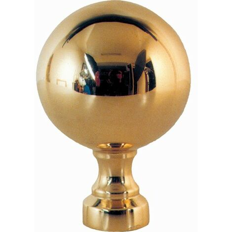 Deco Fer Forge – Boule de finition en laiton poli et vernis – Hauteur 100mm, largeur 68mm, diamètre base 38mm – Fixation par vis M10