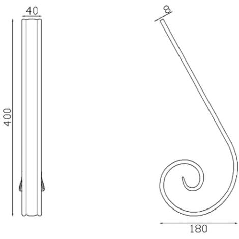 Crosse pour main courante - Hauteur 180mm Largeur 40mm épaisseur 8mm - Fer forgé - À souder - DECO FER FORGE