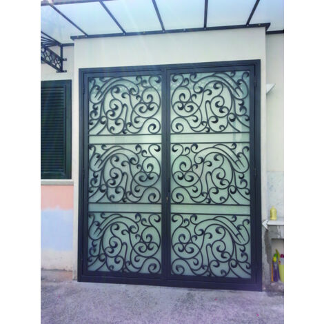 Panneau décoratif lisse avec volutes - H960mm L750mm Section en carré de 14mm - Modèle DROIT - Fer forgé à souder - DECO FER FORGE