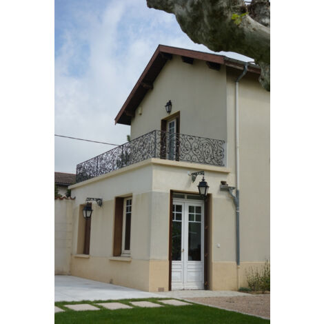 Panneau décoratif lisse avec volutes - H960mm L750mm Section en carré de 14mm - Modèle DROIT - Fer forgé à souder - DECO FER FORGE