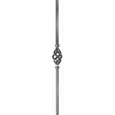Poteau avec torsade centrale - Hauteur 1000mm base carré de 25mm - Fer forgé - À souder - DECO FER FORGE