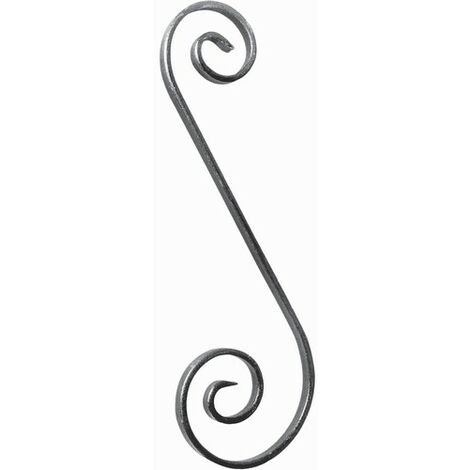 Deco Fer Forge – Volute en S inégale coupe droite – Fer forgé brut à souder – Hauteur 360mm Largeur 125mm Plat lisse 12x6mm – Décoration portail clôture