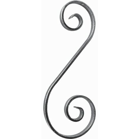 Volute en S inégale coupe droite - Hauteur 290mm Largeur 120mm Plat lisse 12x6mm - Fer forgé - À souder - DECO FER FORGE
