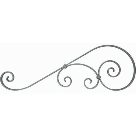 Volute en S inégale coupe droite - Hauteur 730mm Largeur 250mm Plat lisse 20x6mm - Fer forgé - À souder - DECO FER FORGE