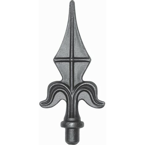 Deco Fer Forge – Pointe de lance en fer forgé H155mm L72mm Ø16mm – À souder pour tube creux – Décoration portails et clôtures