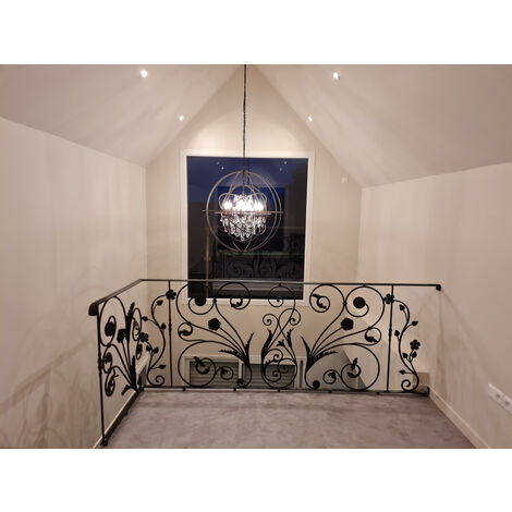 Panneau décoratif avec détails feuilles et fleurs - H970mm L780mm Section en rond lisse Ø12mm - Modèle GAUCHE - Fer forgé à souder - DECO FER FORGE