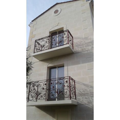 Panneau décoratif avec détails feuilles et fleurs - H970mm L780mm Section en rond lisse Ø12mm - Modèle GAUCHE - Fer forgé à souder - DECO FER FORGE
