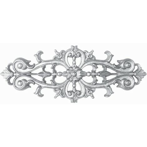 Deco Fer Forge – Palmette décorative en aluminium avec détail floral – Hauteur 140mm – Longueur 350mm – Fixation M6 pour portail ou portillon
