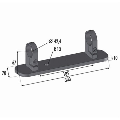 [QUALITE FRANCAISE] - Platine Ovale pour tube Ø42,4mm fixation à l'anglaise - Longueur 300mm largeur 70mm - Inox 316