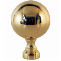 Deco Fer Forge – Boule de finition en laiton vernie – Hauteur 88mm, diamètre 60mm, base 35mm – À visser pour ferronnerie