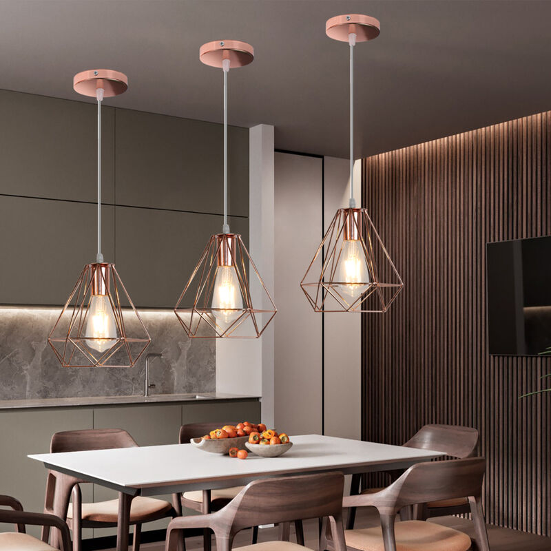 Lámpara De Suspensión Industrial E27 Metal Hierro Lámpara Colgante Para Sala De Estar Restaurante Gris Plateado 10320475