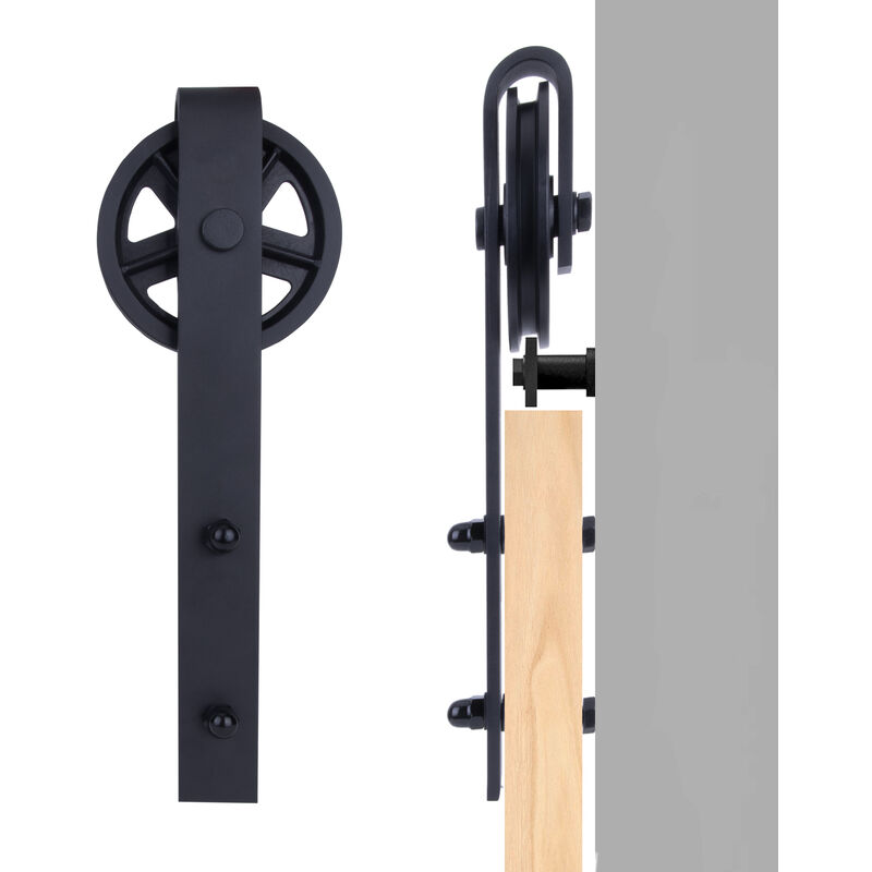  JHXLJ Kit de corredera para puerta de granero de doble puerta,  rodillo deslizante de acero para percha, puerta corredera de granero  corredera de madera, kit de riel de armario de puerta