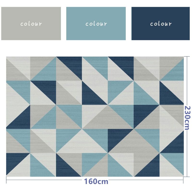 Jarapas Alfombra 130 x 190 cm Alfombras para Sala Azul Salón Rectangular  Alfombra Triángulo Azul Patrón Geométrico Suave