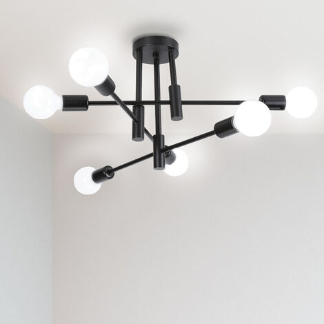 Lámparas de araña Industrial, E27 Lámpara de Techo Vintage Candelabros Sputnik Modernos 6 Luces para Dormitorio, Cocina, Pasillo (Negro)