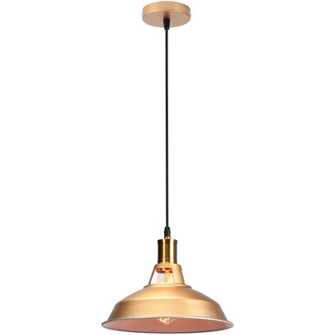 Lámpara de Techo, LED Lámpara Colgante Retro Vintage, para Bombillas E27, 27CM - Dorada y Blanco 1PCS