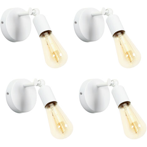 Lámpara de Pared Vintage E27 Retro Industria 180° Giratorio Iluminación de Pared Interior para Sala Dormitorio Pasillo Blanco 4PCS (1/5)