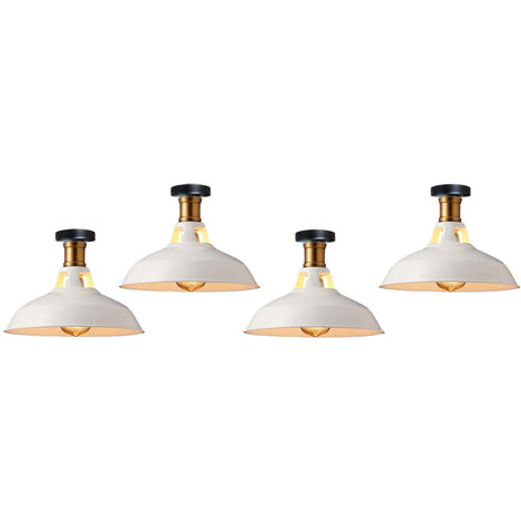 Lámpara de techo rústica iluminación industrial colgante de metal lámpara de techo de granja para pasillo escalera vestíbulo cocina porche entrada, E27, Blanco, 4 Pieza