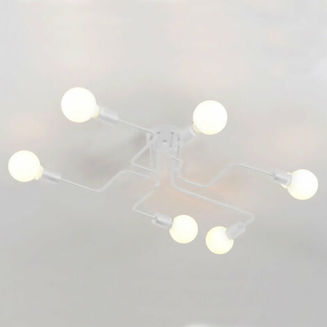 Lamparas de Techo Vintage, E27 6 Luces Lámparas de techo industriales, Lámparas de araña Sputnik Moderno para Dormitorio Sala de Estar Cocina Salón Comedor, Blanco (1/5)