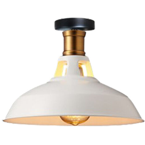 Lámpara de techo rústica iluminación industrial colgante de metal lámpara de techo de granja para pasillo escalera vestíbulo cocina porche entrada, E27, Blanco, 1 Pieza