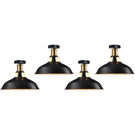 Lámpara de techo rústica iluminación industrial colgante de metal lámpara de techo de granja para pasillo escalera vestíbulo cocina porche entrada, E27, Negro y Blanco, 4 Pieza