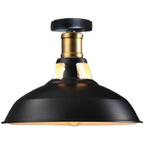 Lámpara de techo rústica iluminación industrial colgante de metal lámpara de techo de granja para pasillo escalera vestíbulo cocina porche entrada, E27, Negro y Blanco, 1 Pieza