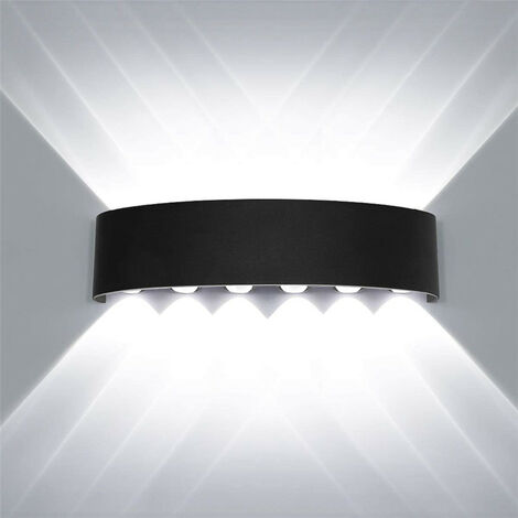 Apliques de Pared Interior, 12W Moderno LED Lámpara de Pared Interior de Aluminio para Pasillo Escalera Dormitorio (Negro/Blanco Frío)