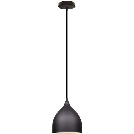Lámpara Colgante Moderna Lámpara de Techo con Cúpula Pantalla, Iluminación Decorativo Art E27 para Dormitorio Cocina Comedor Negro 1 Pieza