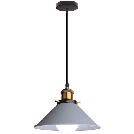 Lámpara Colgante de Techo, Ø22cm Pantalla de Metal para Dormitorio Cocina Comedor Cafe Gris - 1 Pieza
