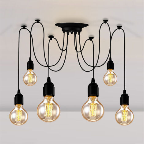 Lámpara Colgante, Vintage Lámpara de Techo Araña DIY Edison E27 para Dormitorio Cocina Comedor - 150cm/6 Luces